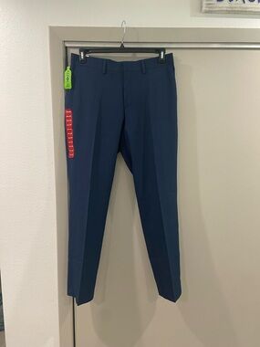 Haggar Men's Dark Navy Dress Pants - Flat Front Trousers